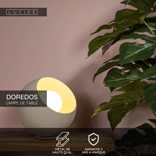 Lucide DOREDOS - Lampe de table - Ø 20 cm - 1xE27 - Crème - USP